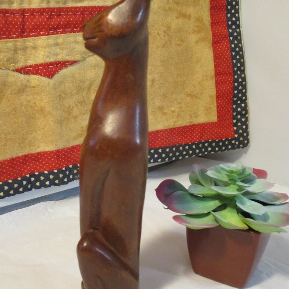 Vintage Mid-Century MCM Wood Siamese Cat Sculpture Figure Figurine - Picture 3 of 9